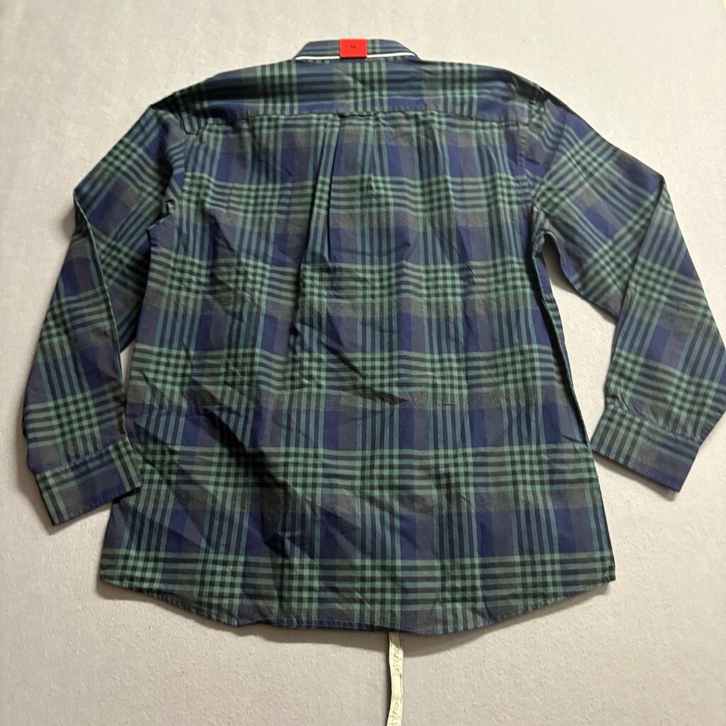 Orvis Flannel Shirt Mens Medium Green Blue Plaid Long Sleeve Button Down New