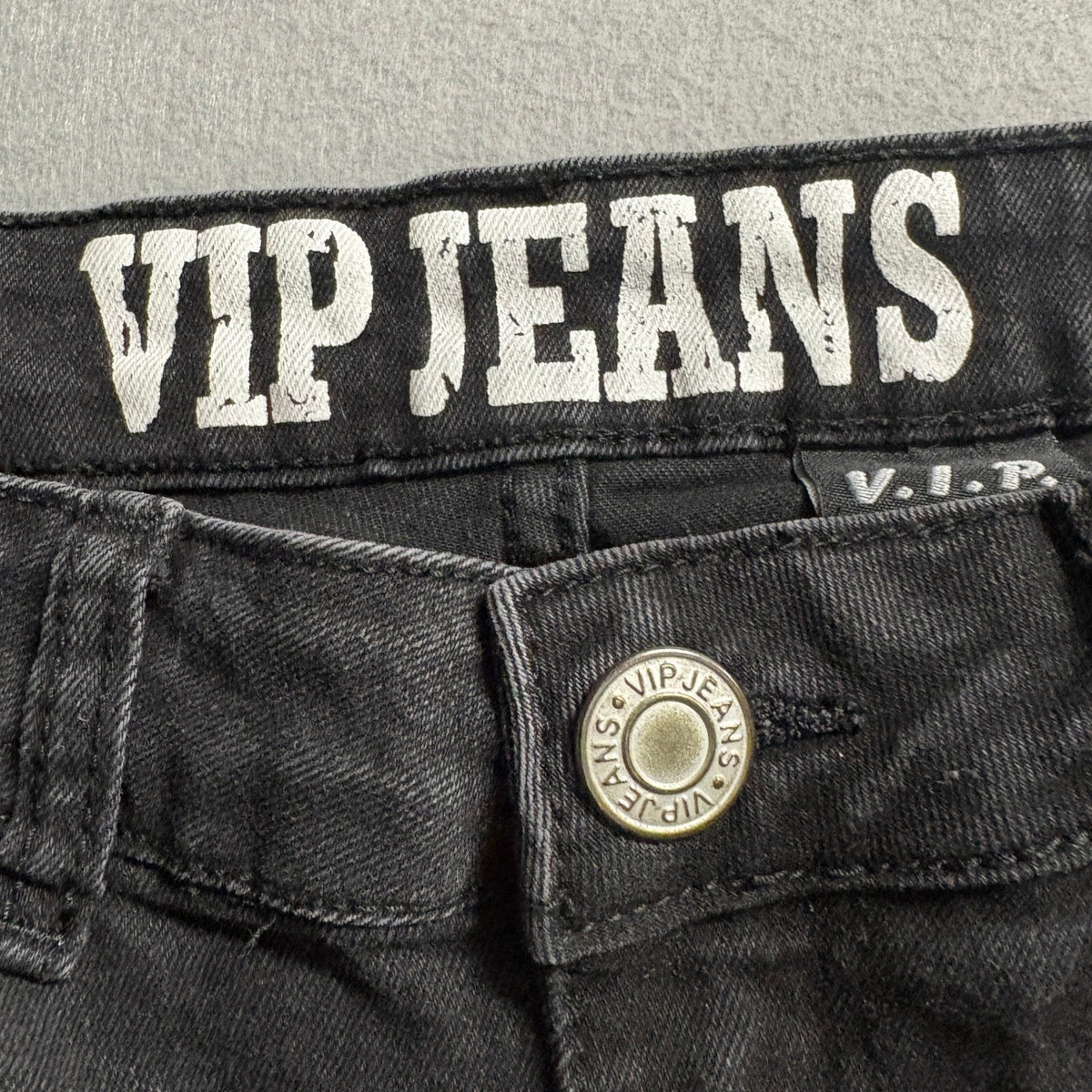 VIP Jeans Womens Size S 27 Black Multi Pocket Cargo Denim Pants Stretch Wide Leg
