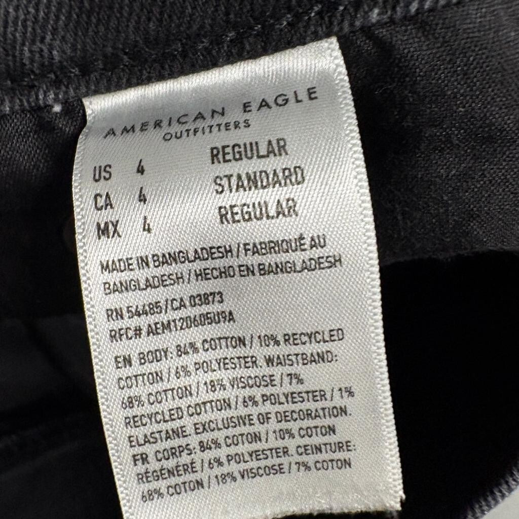 American Eagle Mom Jeans Womens 4 Black High Rise Distressed Denim