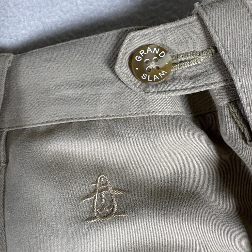 Grand Slam Golf Shorts Mens 38 Beige Khaki Pleated Front Polyester Casual