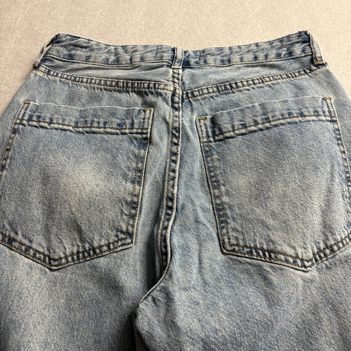 S.O.N.G. Wide Leg Jeans Womens Size 1/25 Blue Denim High Rise Distressed Hem