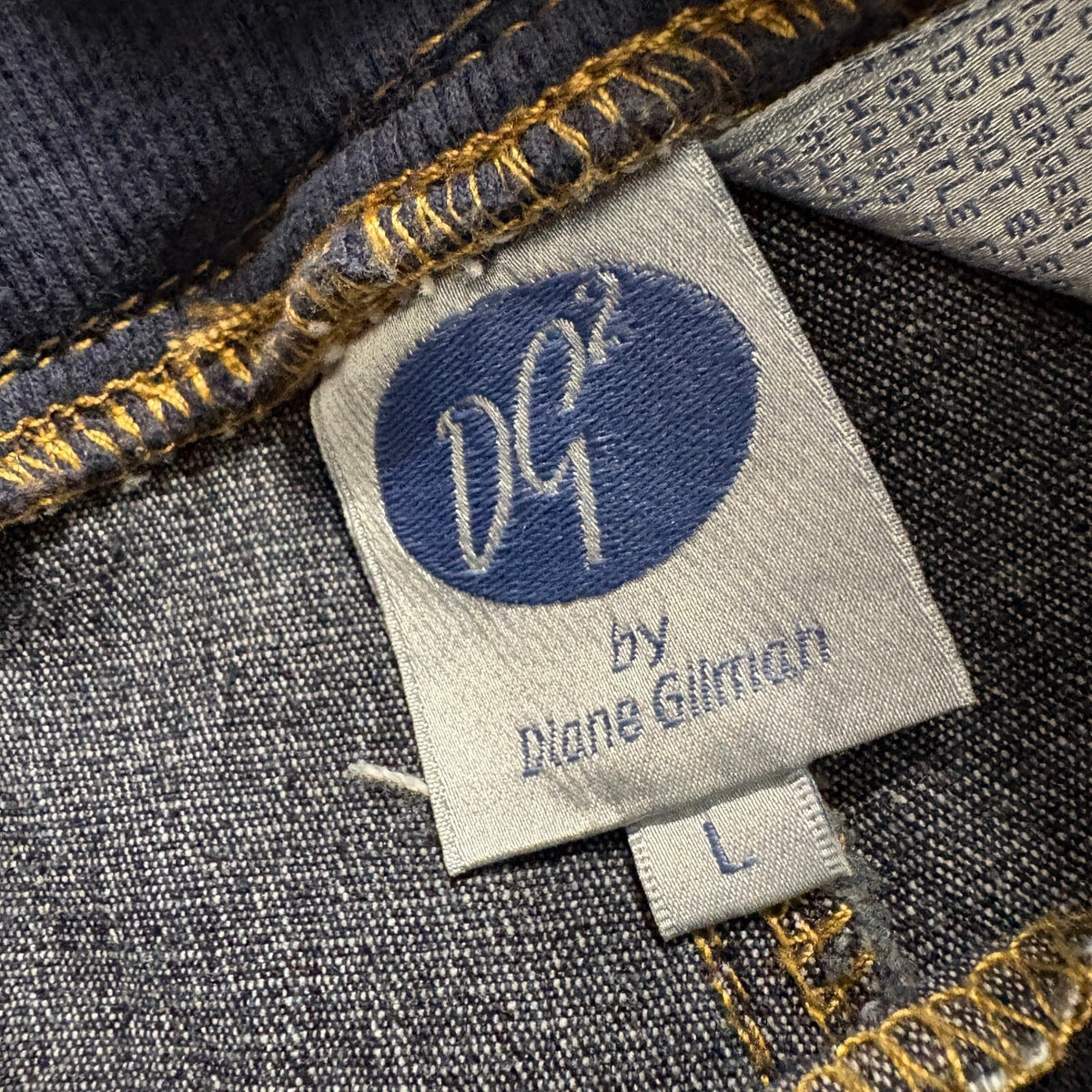 DG2 Diane Gilman Sailor Jeans Womens Large Blue Denim Stretch Pull On Wide Leg