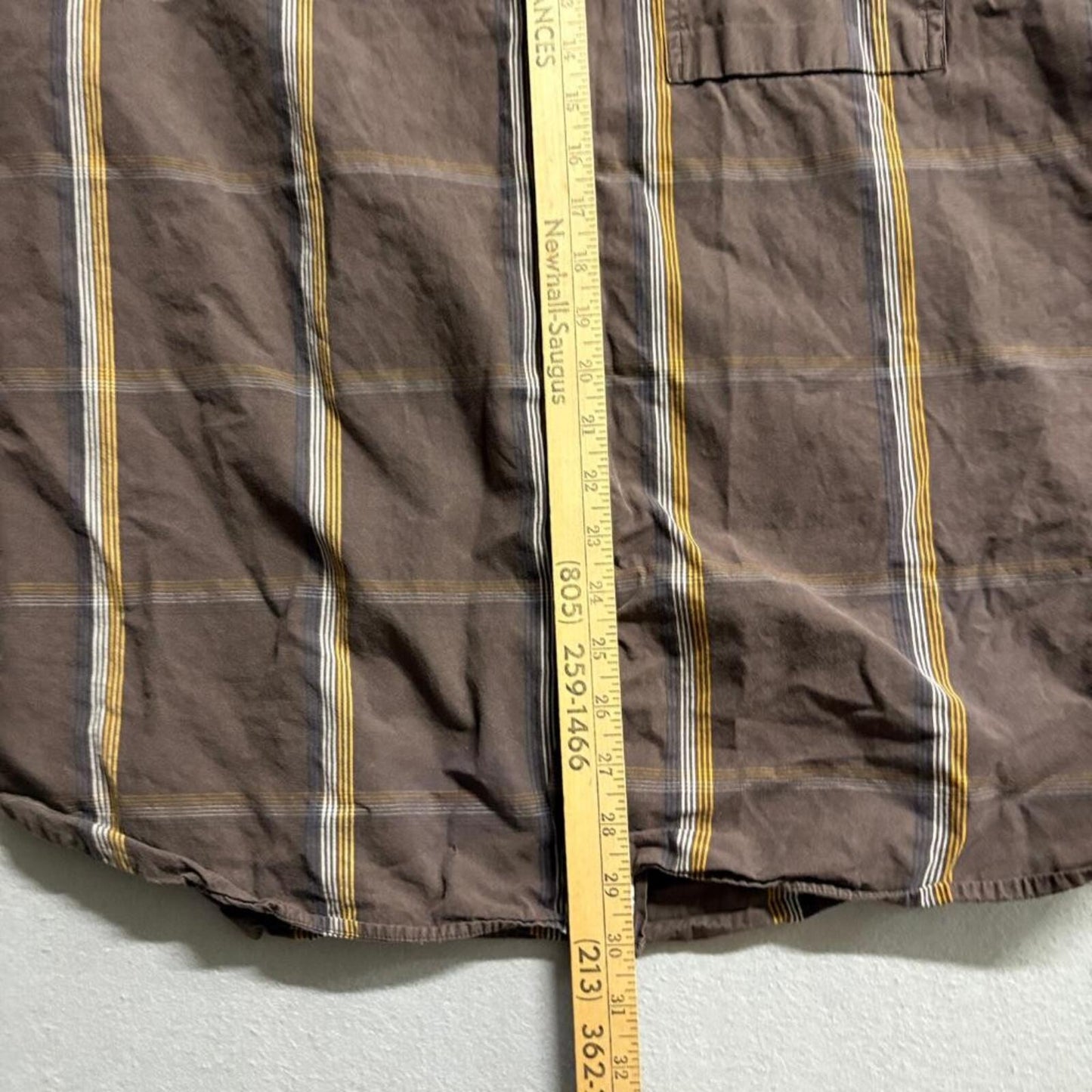 Ecko Unltd Mens XL Brown Striped Short Sleeve Button Up Woven Cotton Shirt Y2K