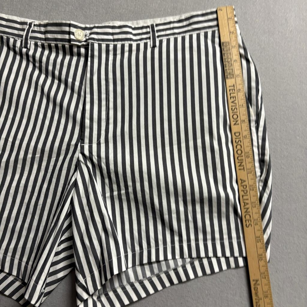 Calvin Klein Striped Shorts Womens 38 Black White Cotton Blend Casual