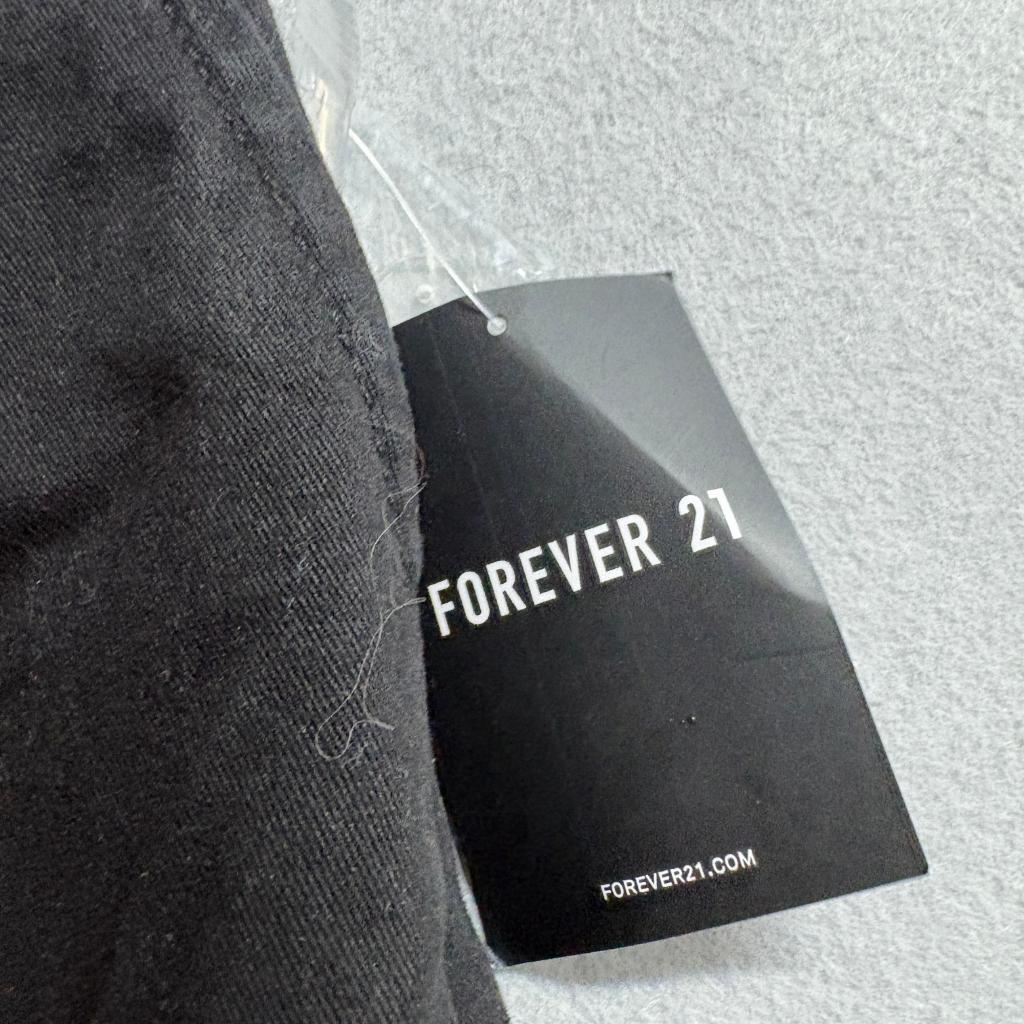 Forever 21 The Londyn Cargo Pants Womens Medium Black Elastic Ankle Cotton New