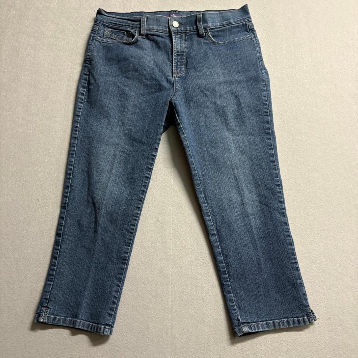 NYDJ Women's Capri Jeans Size 12 Blue Denim Stretch Crop Cropped Pants