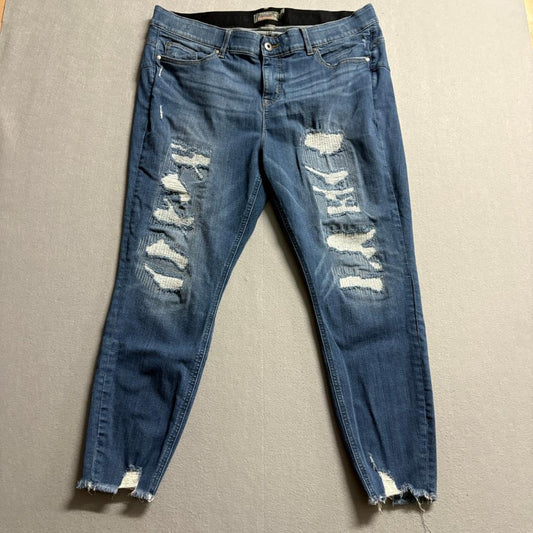Torrid Bombshell Skinny Jeans Womens 20R Blue Premium Stretch Distressed Frayed