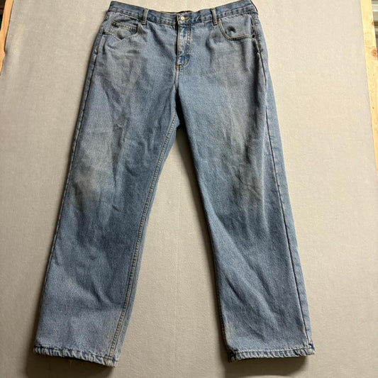 RedHead Fleece Lined Jeans Mens 38x32 Blue Denim Warm Insulated Work Pants 38x29