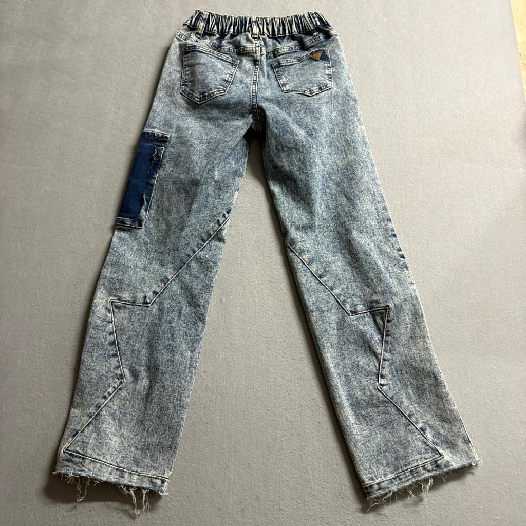 Celebrity Pink Ace Girls Jeans Size 10 Acid Wash Cargo Pocket Raw Hem Denim