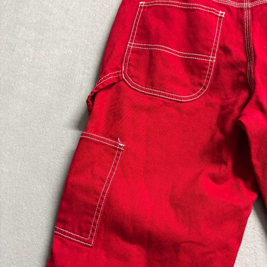 Dickies Girl Carpenter Jeans Womens Size 7/28 Red Denim White Contrast Stitch