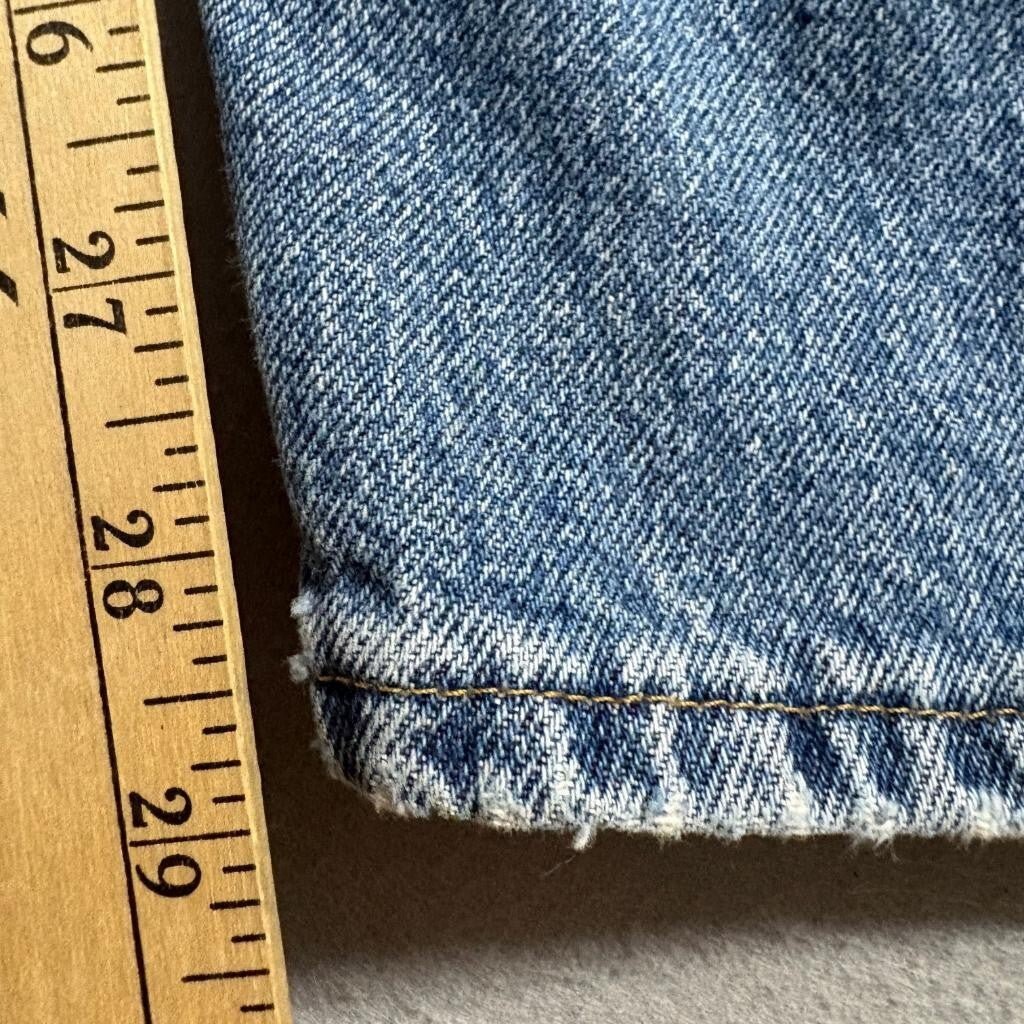 Wrangler Hero Mens Blue Distressed Jeans 36x28 Straight Leg Denim Workwear