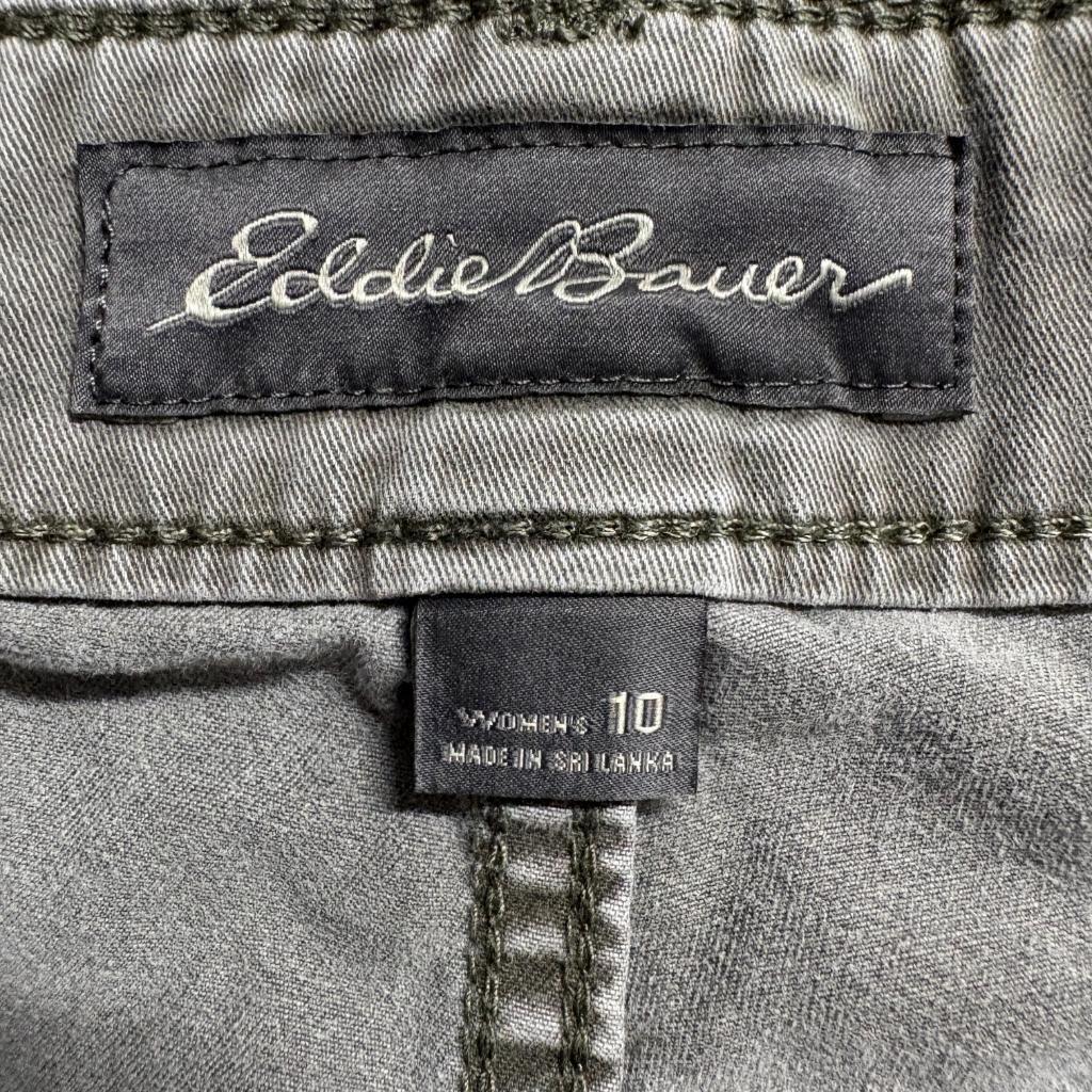 Eddie Bauer Cargo Pants Womens 10 Green Cotton Blend Stretch Outdoor Utility