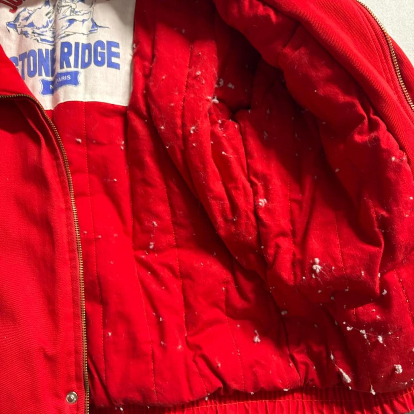 Vintage Stone Ridge Bomber Jacket Mens L Red Cotton Harrington Zip Up Taiwan