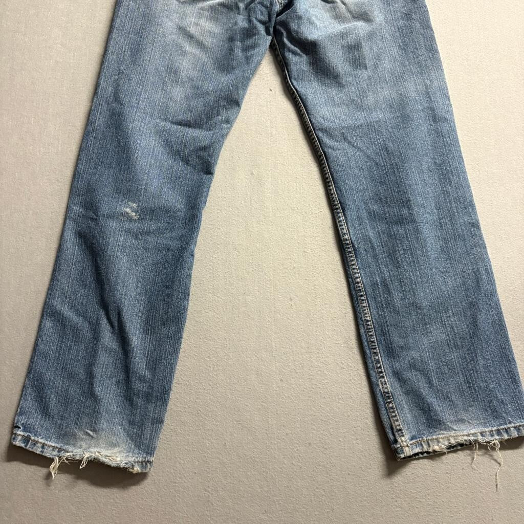 Levis 559 Relaxed Straight Jeans Mens 33x34 Blue Denim Medium Wash Distressed