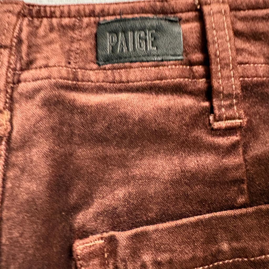Paige Nellie Wide Leg Velvet Pants Womens Size 23 Brown Velour Stretch Cropped