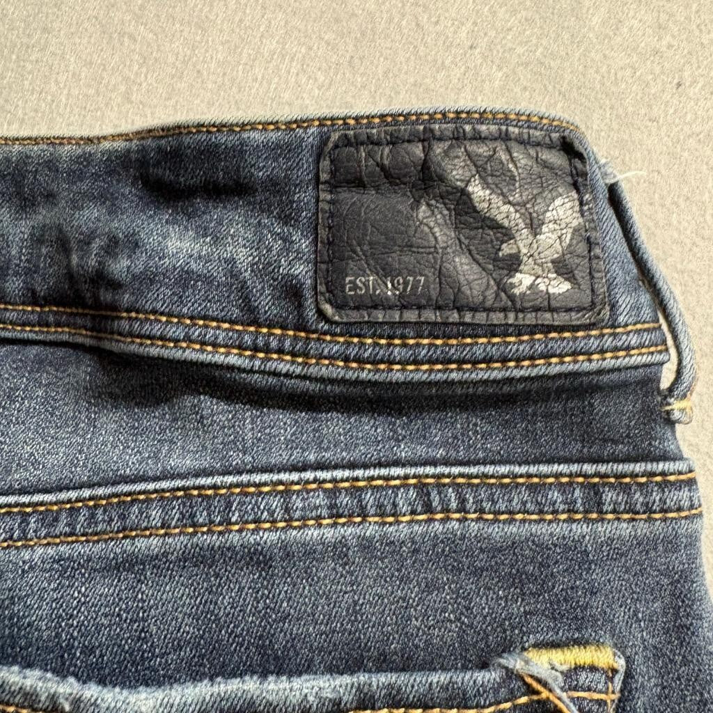 American Eagle Kick Boot Jeans Womens Blue Super Stretch Denim Flared Pants