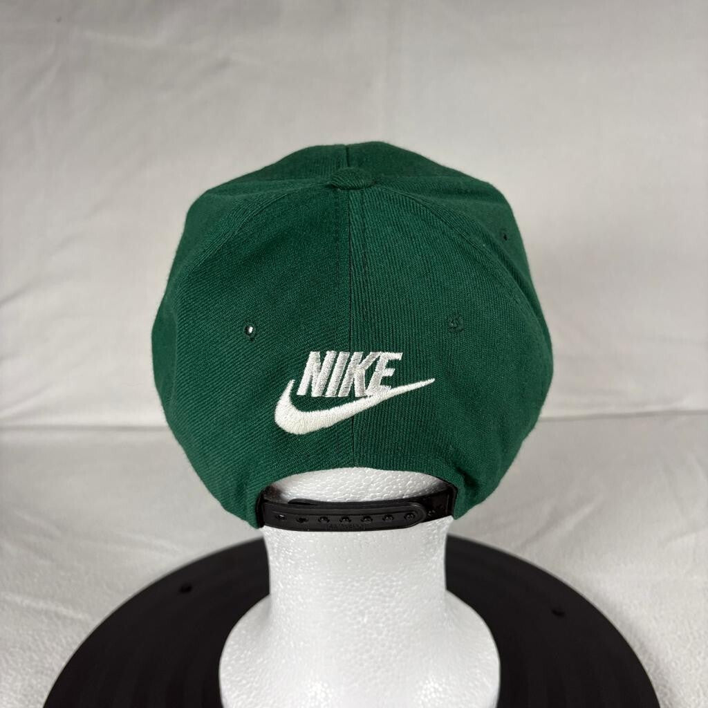 Vintage Nike Swoosh Snapback Hat Mens Green Wool Blend H-Kap Made in Korea Cap