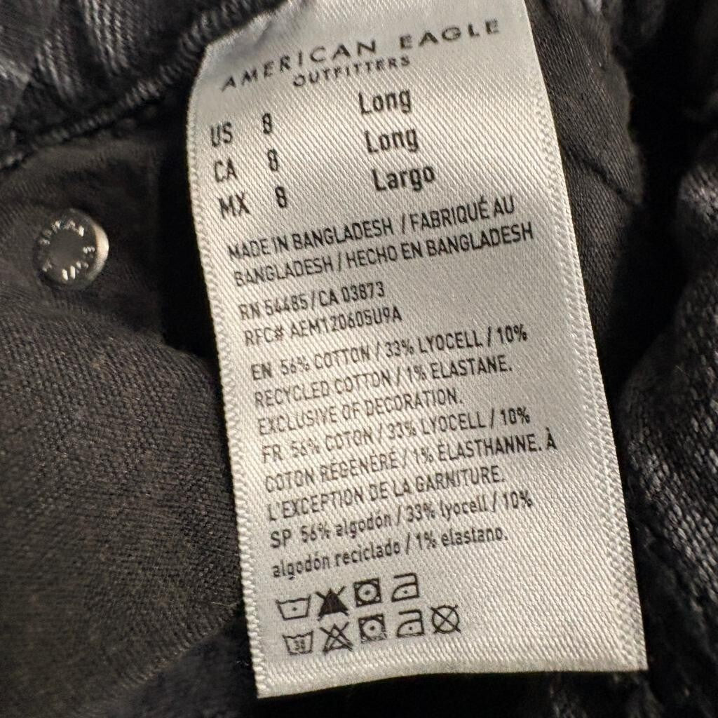 American Eagle Real Good Wide Leg Jeans Womens Size 8 Long Gray Denim Stretch