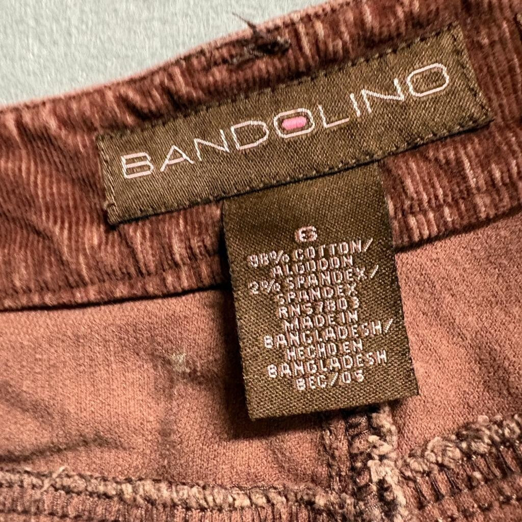 Bandolino Corduroy Pants Womens 6 Brown Stretch Bootcut Flare Cotton Blend