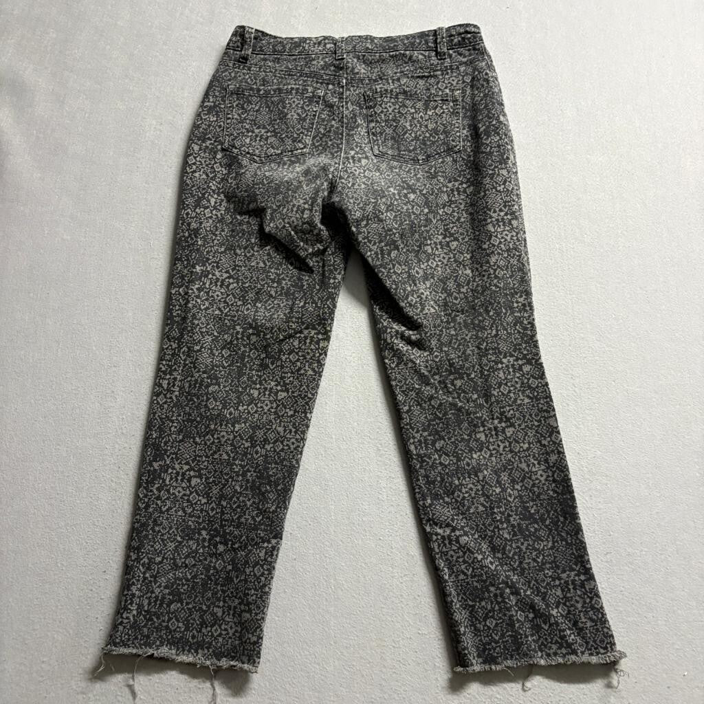Gloria Vanderbilt Amanda Jeans Womens 4P Gray Patterned Raw Hem High Rise Crop