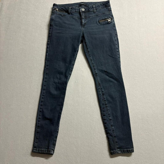 STS Blue Skinny Jeans Womens 27 Dark Wash Blue Denim Moto Zipper Accents Stretch