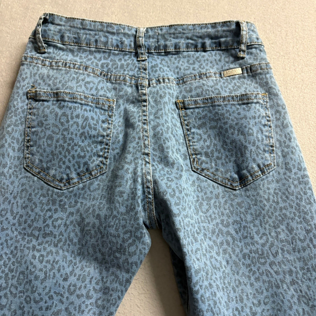 Angels of Difference Skinny Jeans Womens Size 6 28 Blue Leopard Print Denim