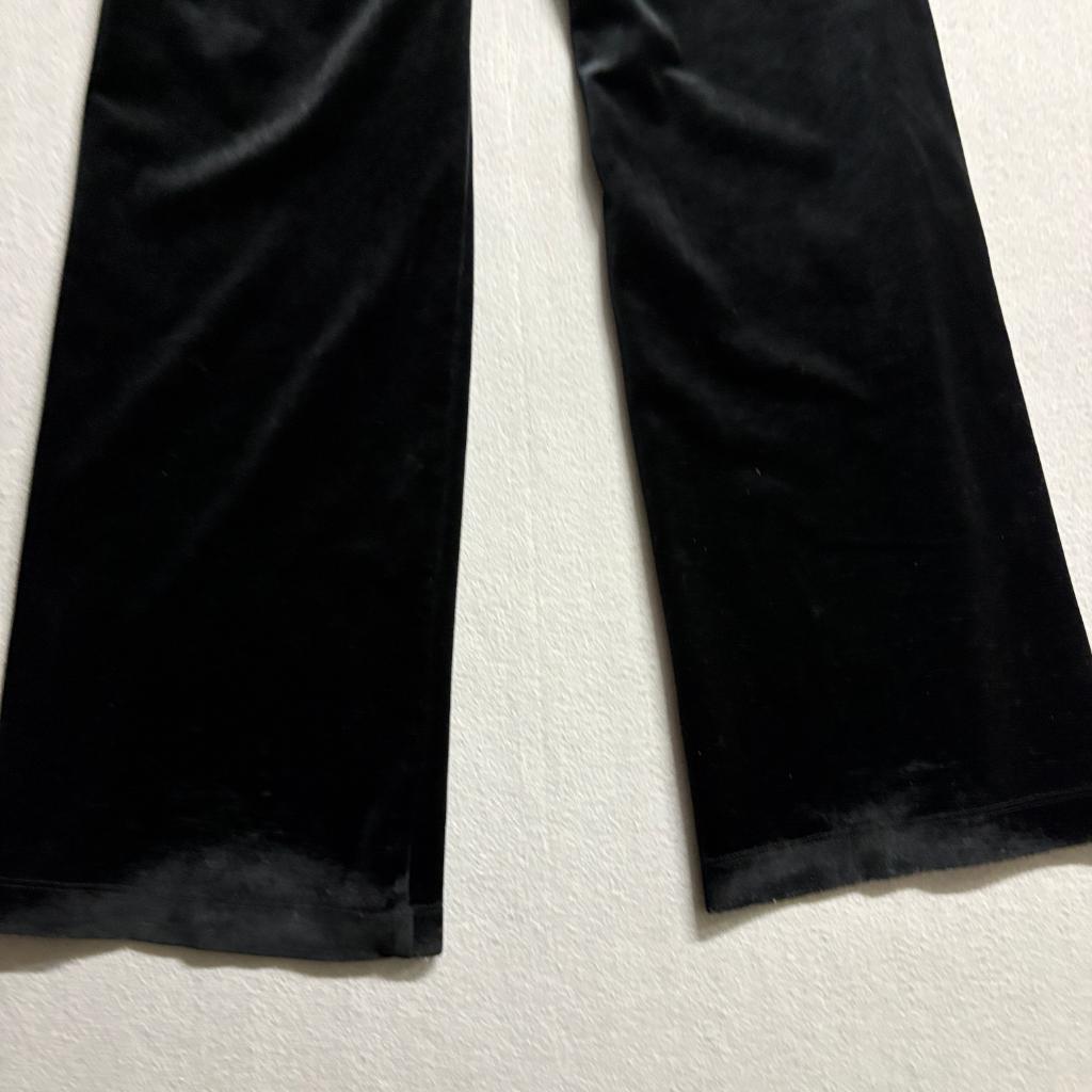 Good American Black Velvet Flare Pants Womens Size 2 GS0298 High Rise Stretch