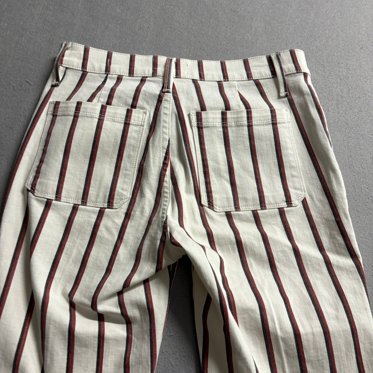 Frame Denim Le Bardot Straight Jeans Womens 27 White Red Black Classic Stripe