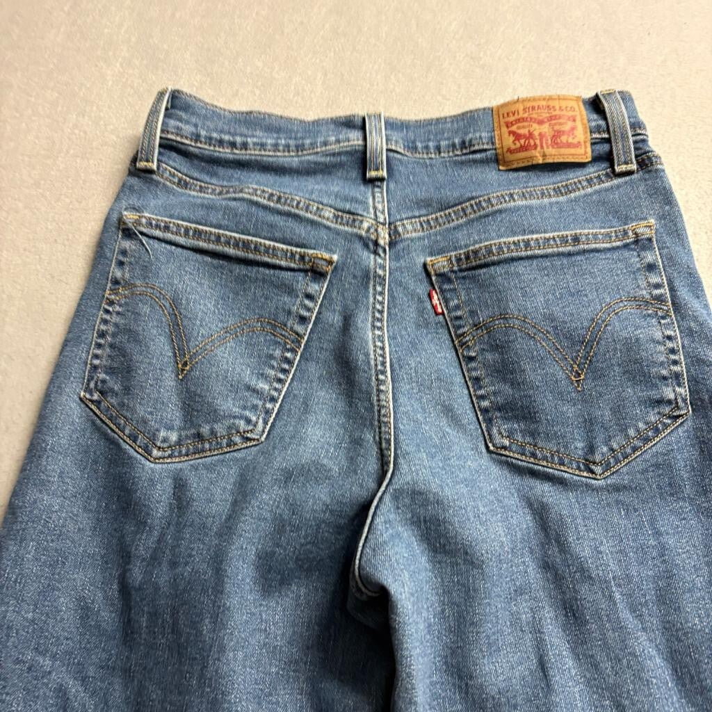 Levi's Ribcage Straight Ankle Jeans Womens 29 Blue Denim High Rise Stretch