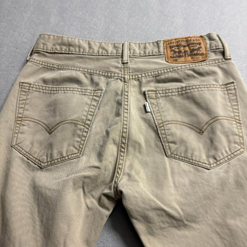 Levis 508 Commuter Pants Mens 29x30 Khaki Beige Slim Tapered Twill Chino
