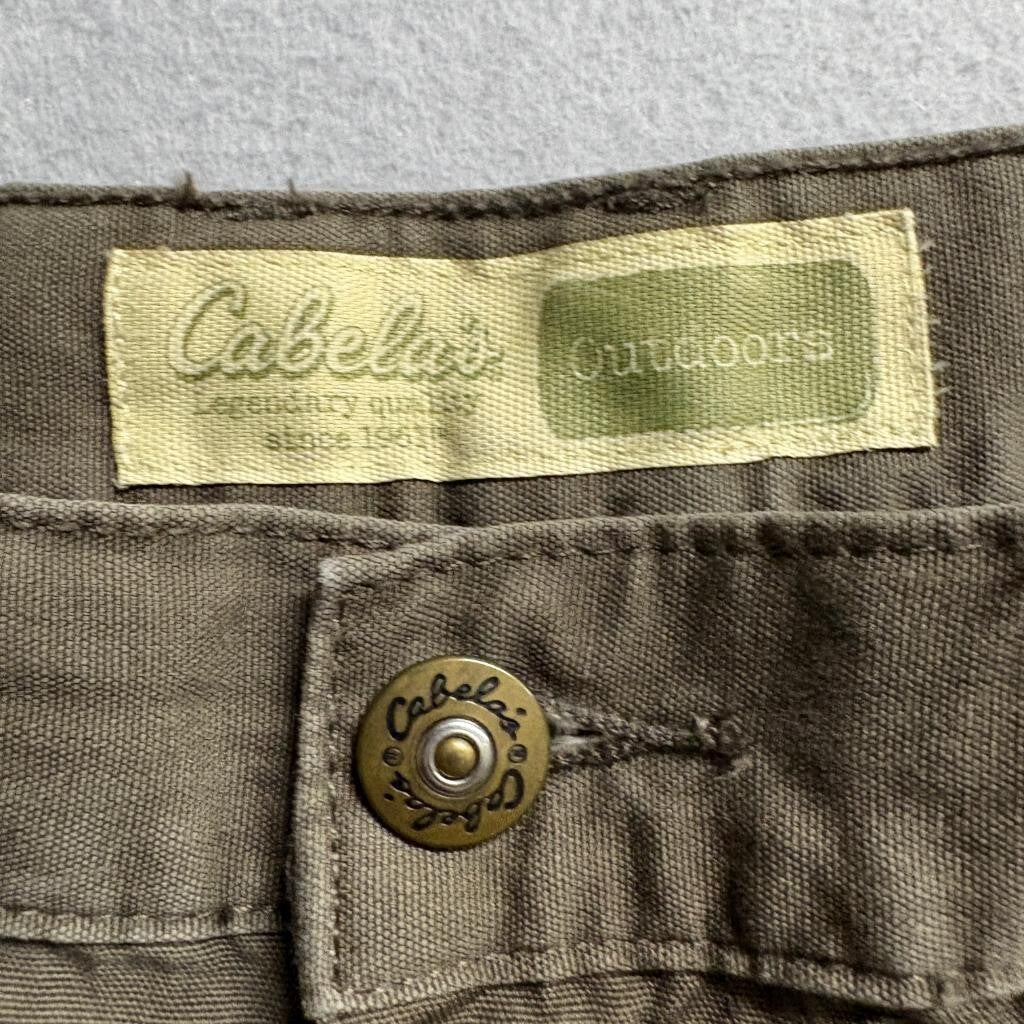 Cabelas Outdoors Mens 36 Cargo Shorts Brown Cotton Elastic Waist Hiking Utility
