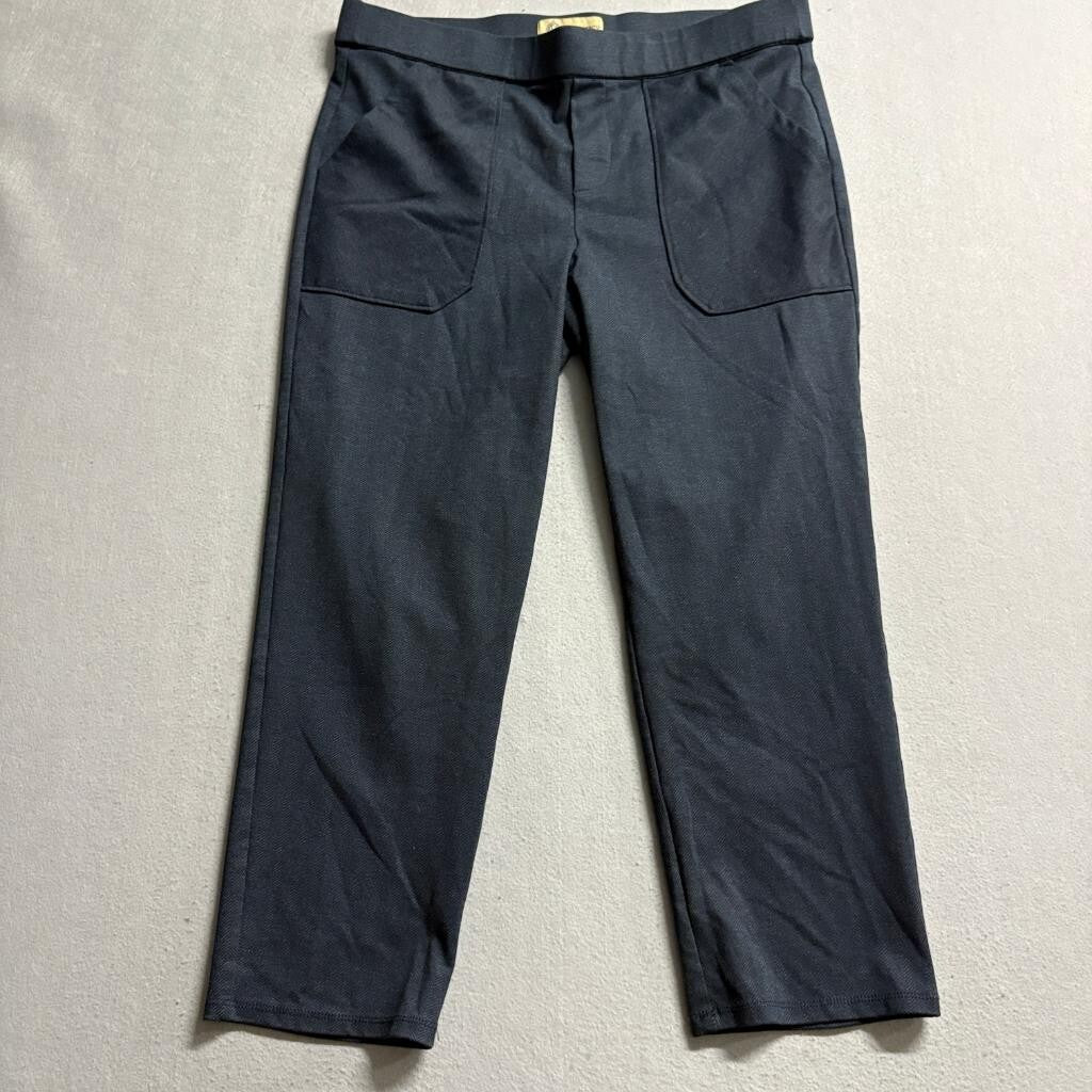 Democracy Ab Technology Pants Womens Large Gray Herringbone Stretch Pull On Crop