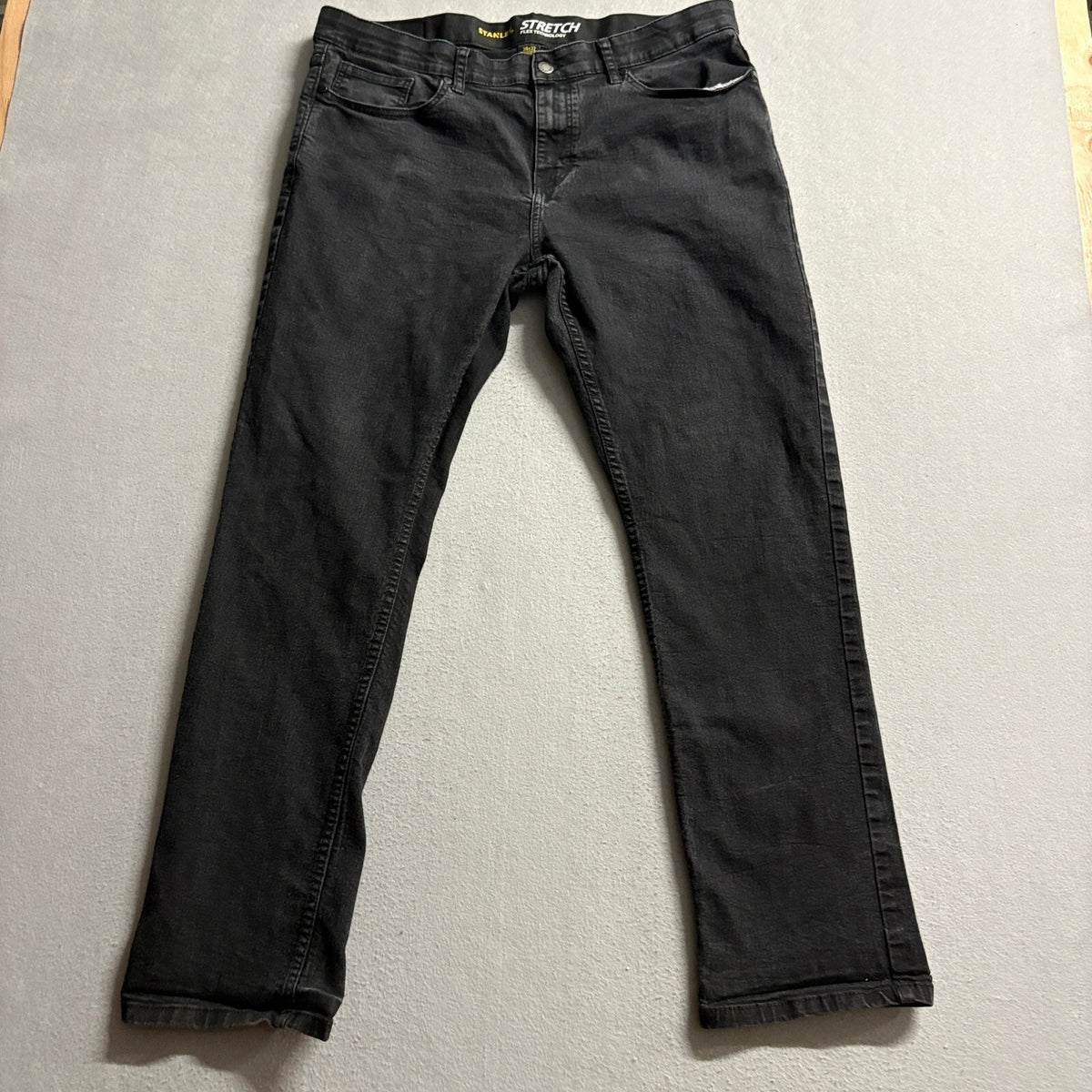Stanley Flex Technology Mens Jeans 38x32 Black Stretch Denim Straight Leg