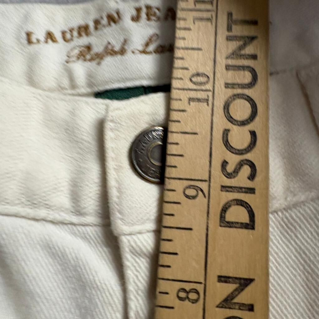 Lauren Jeans Co Ralph Lauren White Denim Pants Womens Size 8P Straight Leg