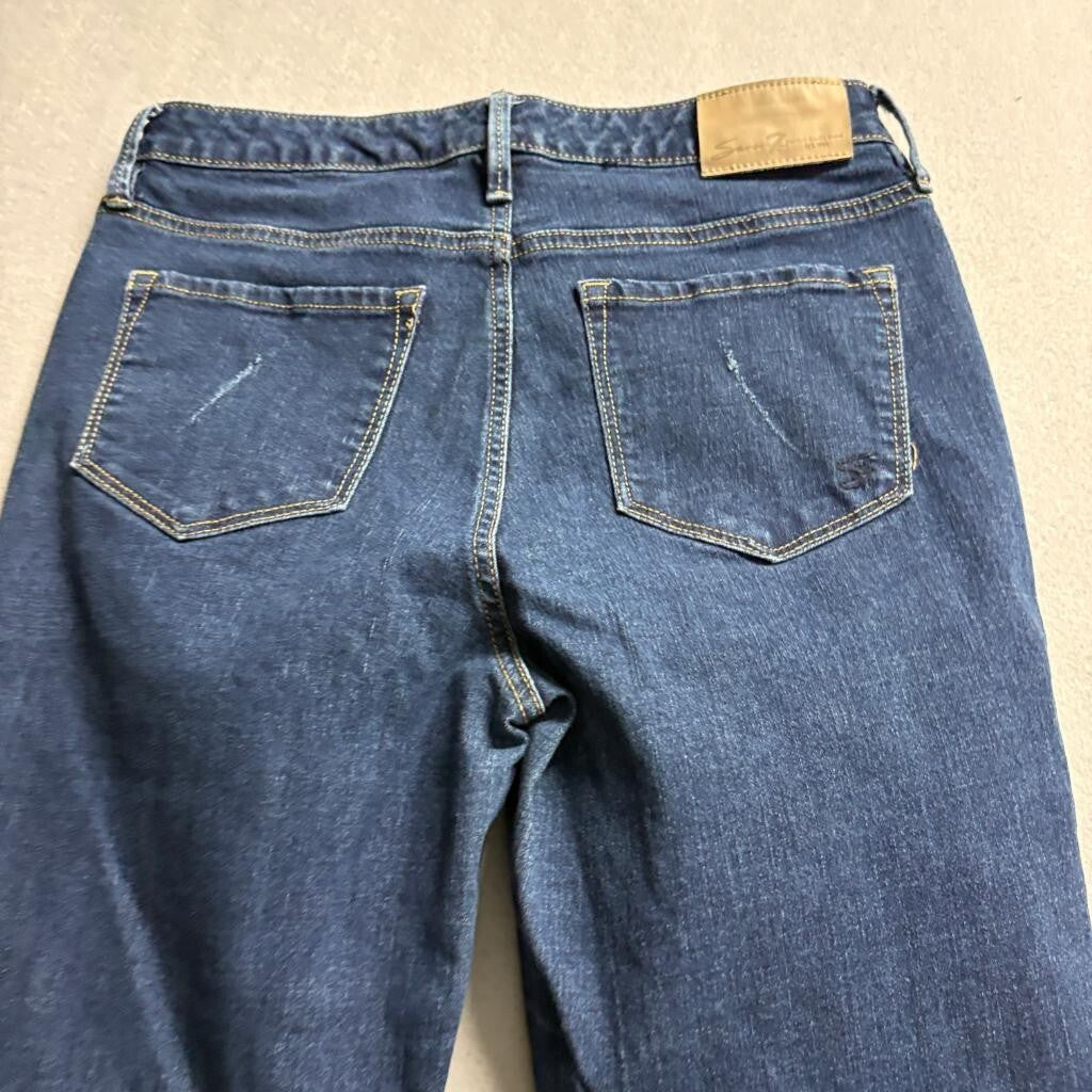 Seven7 Skinny Jeans Womens Size 4 Dark Wash Blue Denim Stretch Distressed