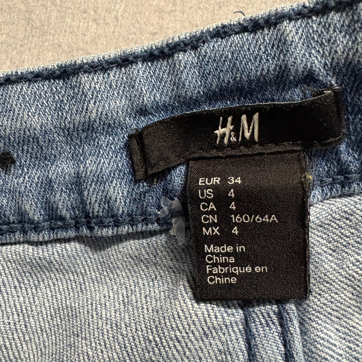 H&M Wide Leg Flare Jeans Womens Size 4 Light Blue Wash Stretch Patch Pockets