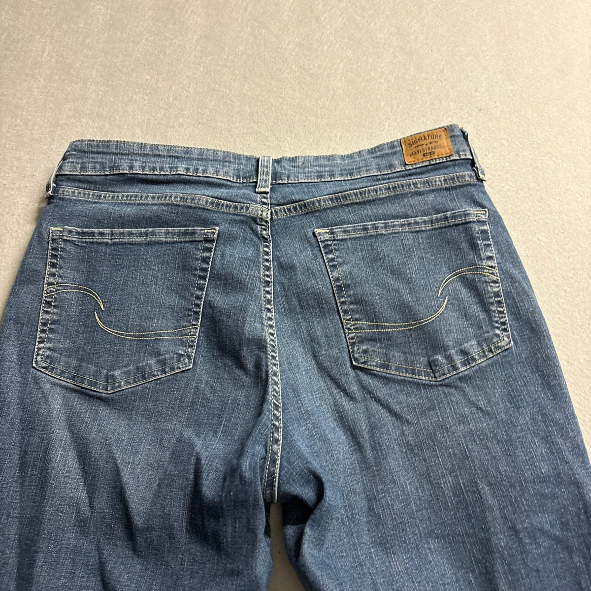 Signature by Levi Strauss & Co Womens Mid Rise Boyfriend Jeans Cuffed Blue