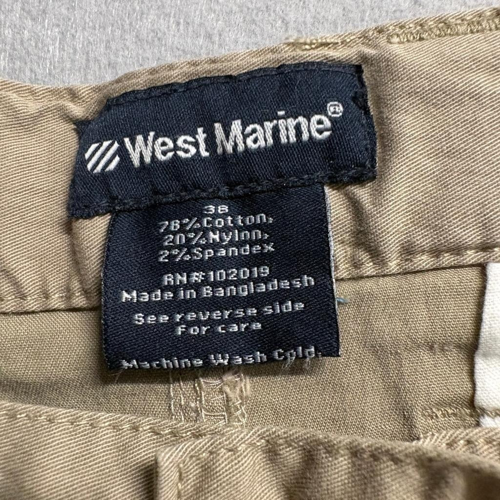 West Marine Harbor Pant Mens 38 Driftwood Khaki Cotton Blend Stretch Chino Pants