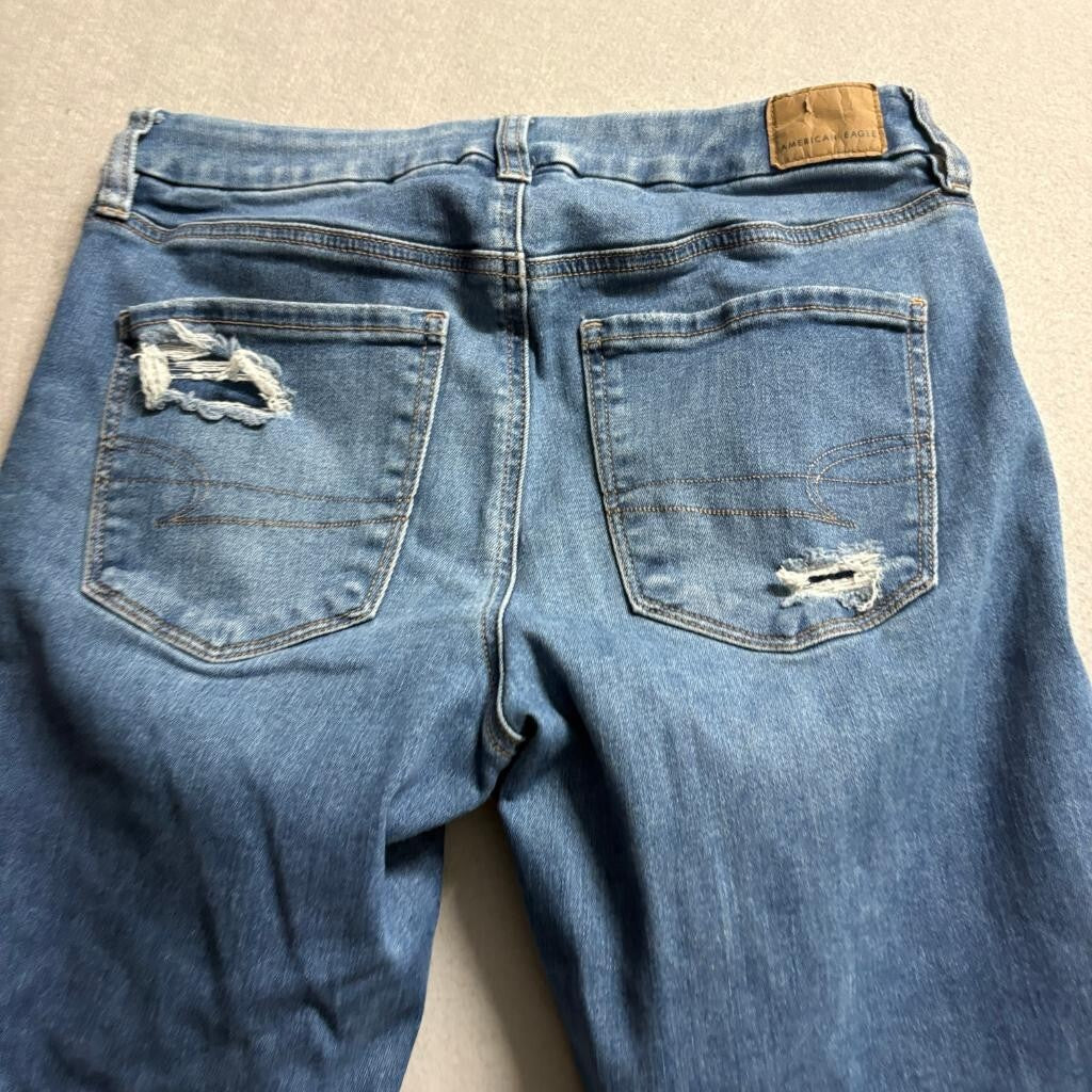 American Eagle Curvy High Rise Jegging Womens Size 8 Blue Distressed Jeans