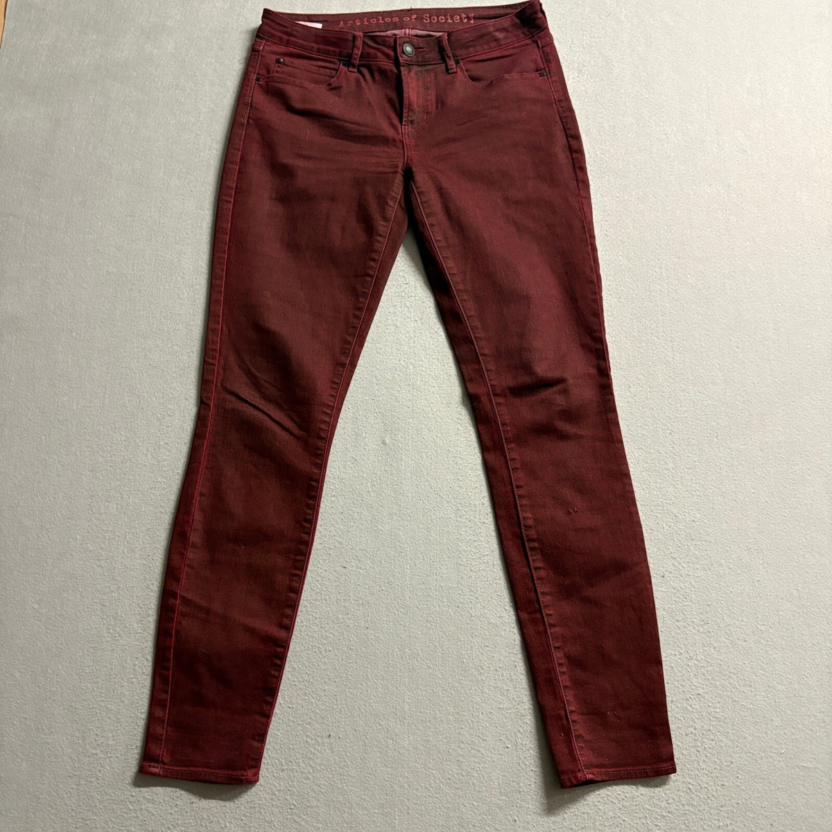 Articles of Society Skinny Jeans Womens 27 Burgundy Red Stretch Denim