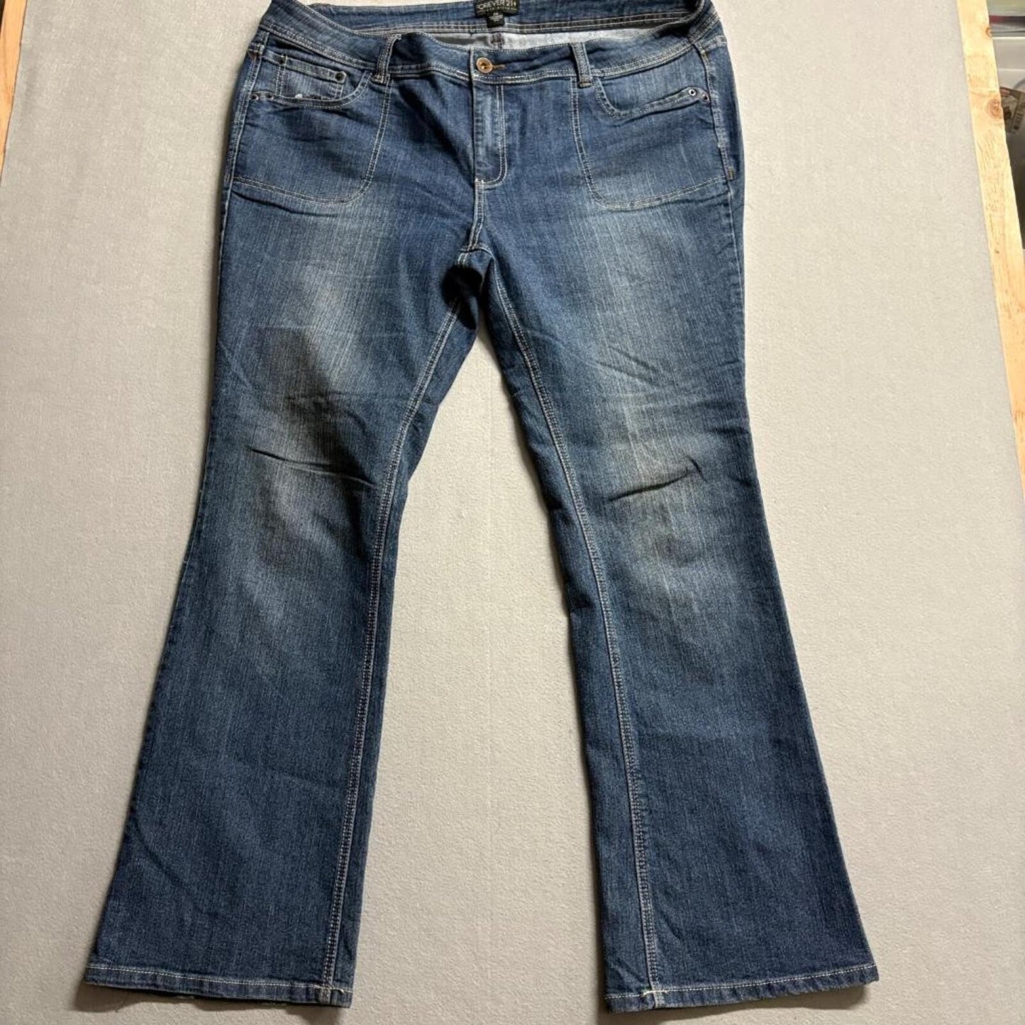 Forever 21 Plus Size 20 Bootcut Jeans Womens Blue Denim Stretch Mid Rise