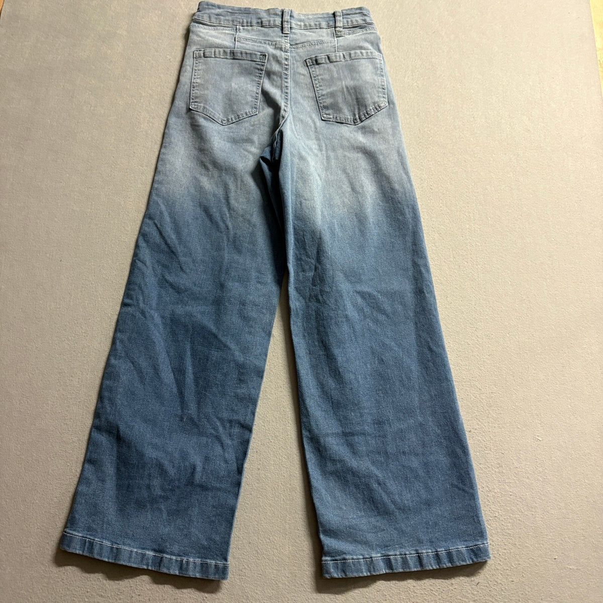 Unbranded Womens Wide Leg Jeans Size S Blue Denim High Rise Stretch Comfort