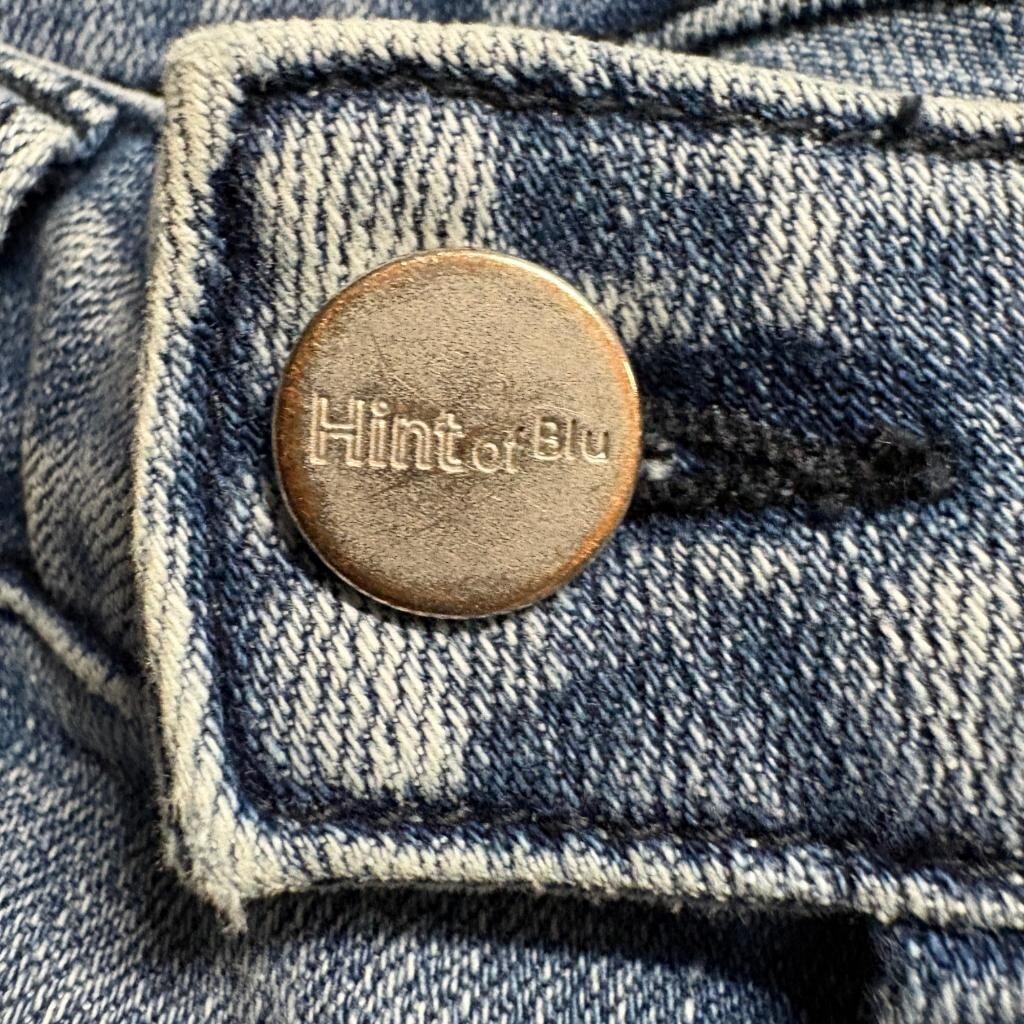 Hint of Blu Wide Leg Jeans Womens Size 25 Blue Denim Raw Hem High Rise Stretch