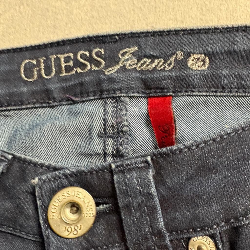 Guess Power Skinny Jeans Womens 26 Dark Wash Blue Denim Stretch Low Rise