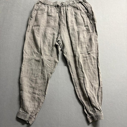 Nicole Miller New York Linen Jogger Pants Womens 1X Gray Drawstring Elastic