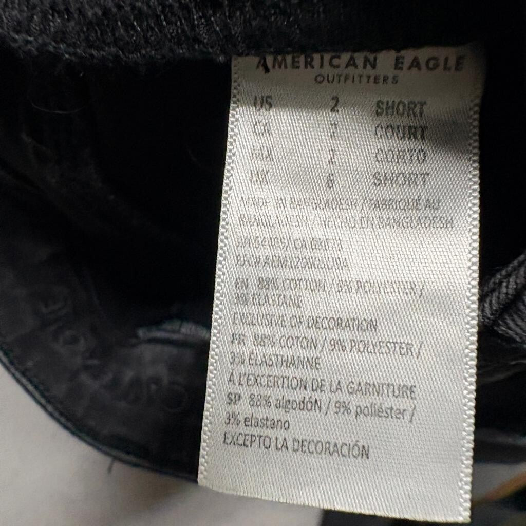 American Eagle Jeans Womens 2 Short Black Denim Skinny High Rise Stretch