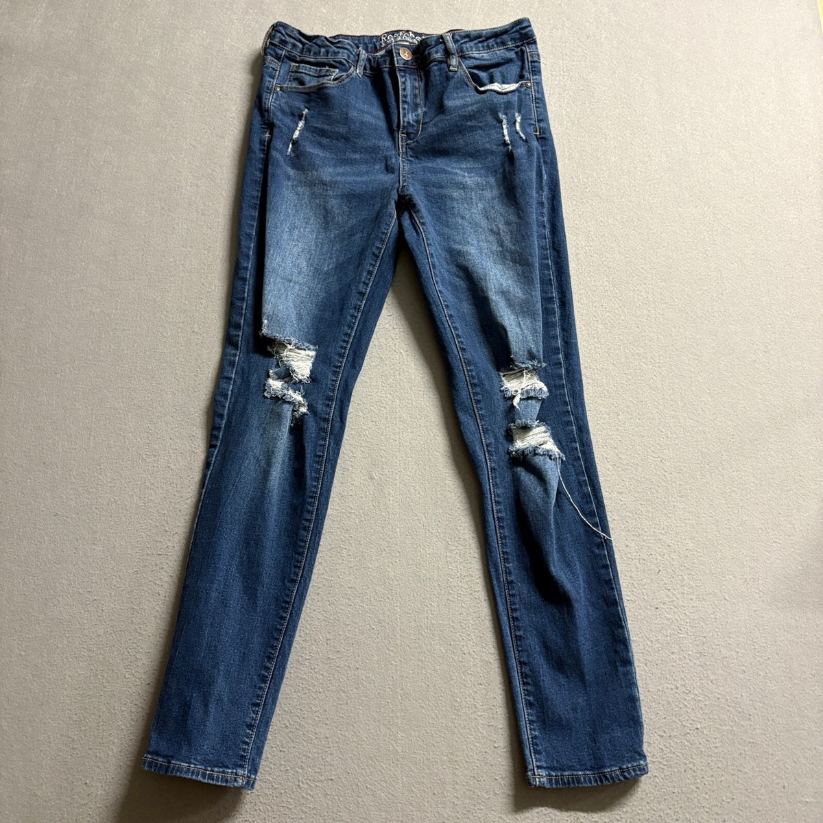 Resfeber New York Collection Womens Distressed Skinny Jeans Size 10 Blue Stretch