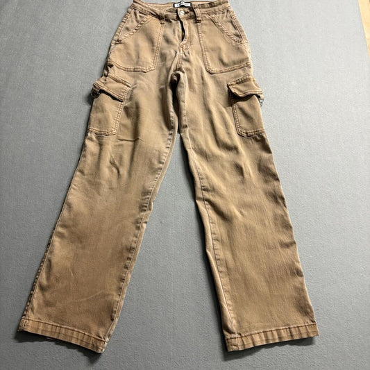 Legend Womens Cargo Pants Size S Brown Stretch Utility Wide Leg High Rise