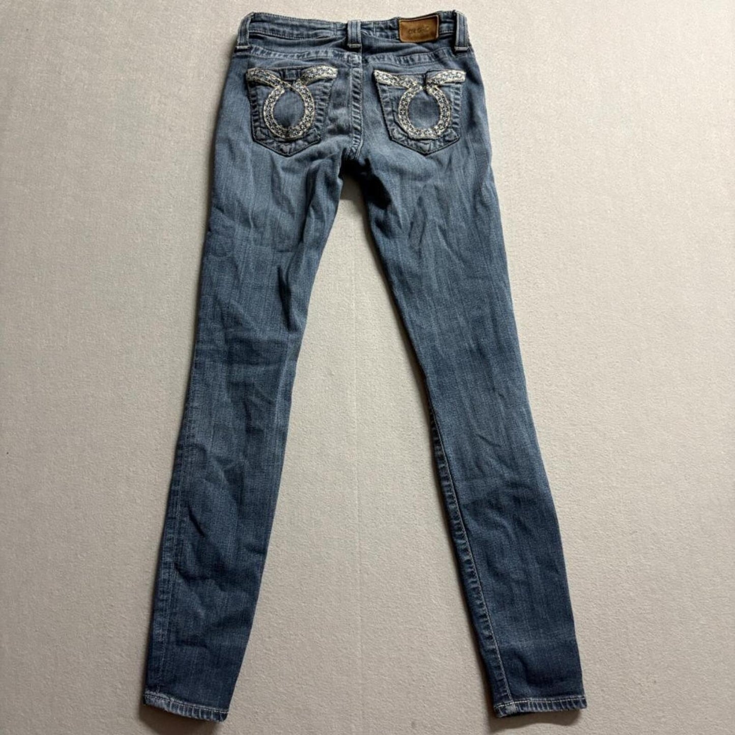Big Star Alex Skinny Jeans Womens 24 Blue Denim Embroidered Pockets Stretch