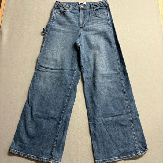 RSQ Carpenter Jeans Womens Size 30 Blue Denim Wide Leg High Rise Utility Pants